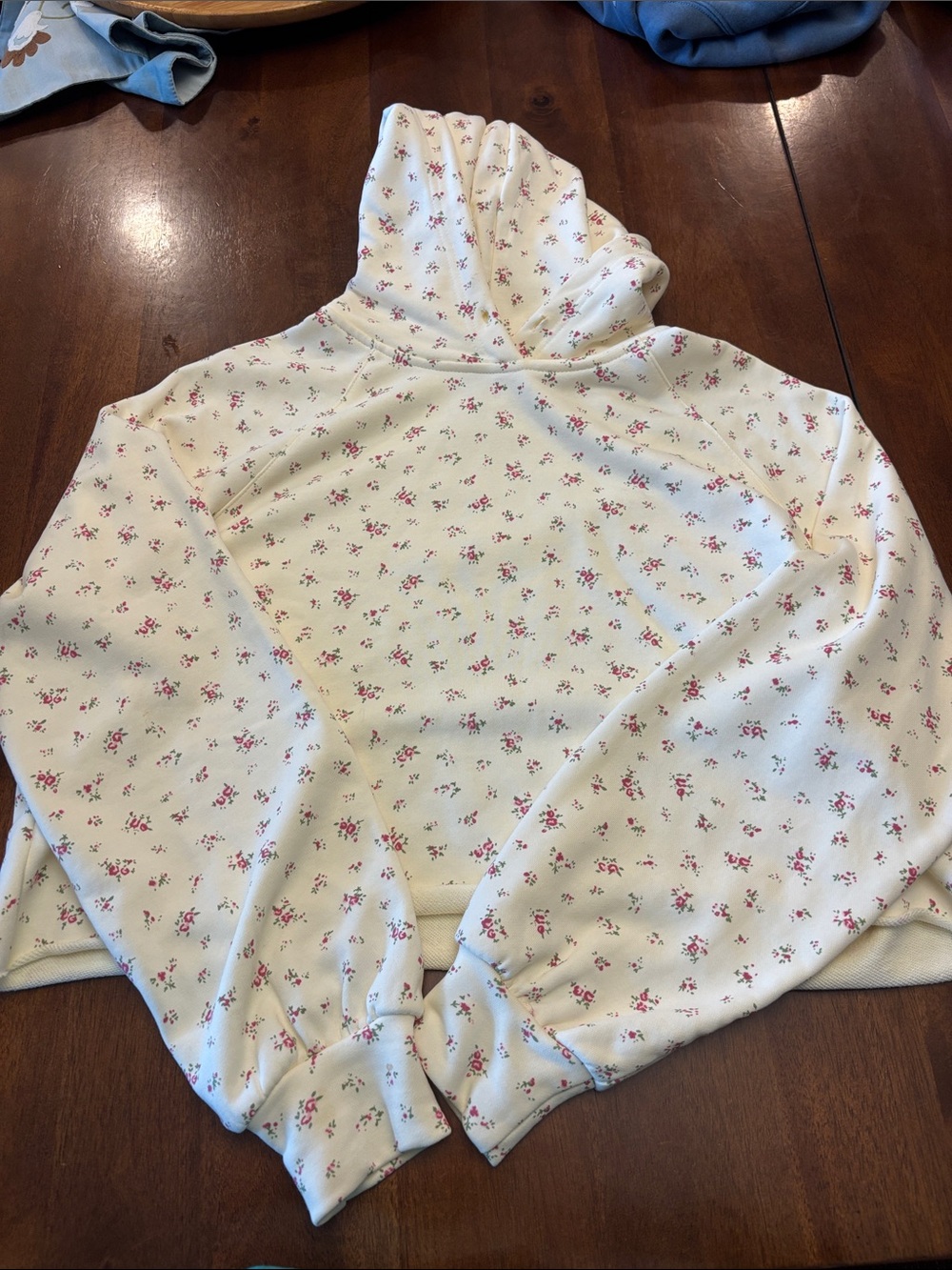 BUCKETLIST Cream Hoodie with Pink Floral Print